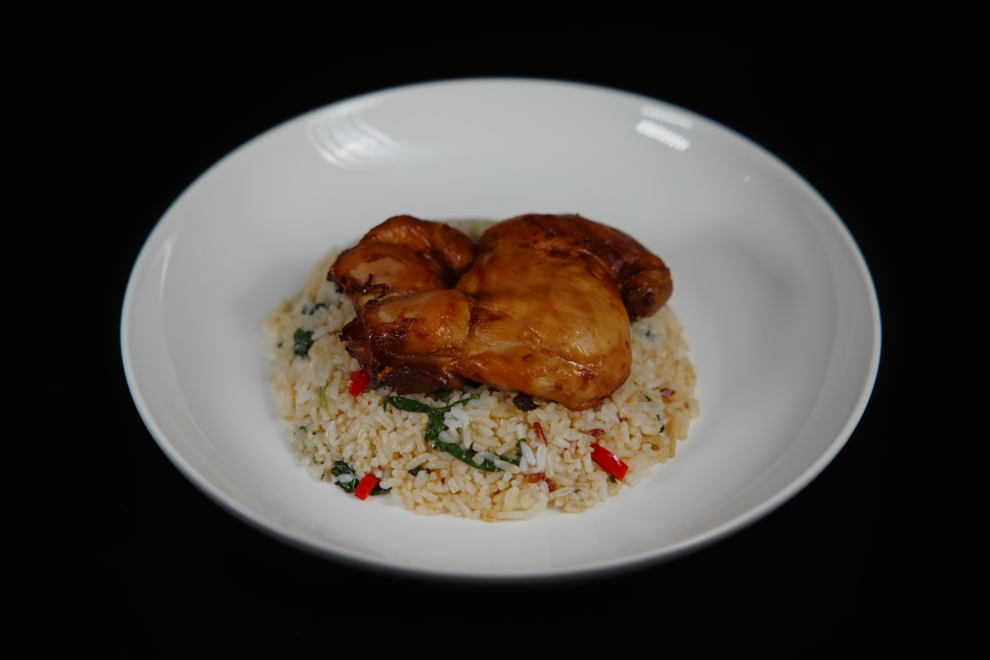 Spinach Fried Rice with Lemon & Herb Chicken